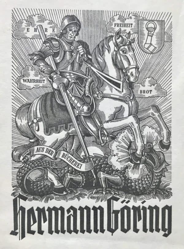 Very Rare Herman Goeringâ€™s Personally Owned Engraved Book Plate Brought Home By A U.S. Veteran Certified
