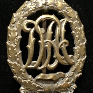 Original Early German DRL Sports Badge In Bronze Certified By The Gettysburg Museum Of History