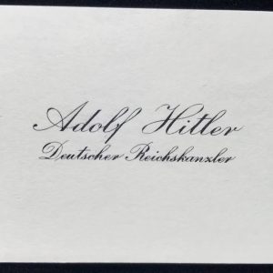 Adolf Hitlerâ€™s Personal Calling Card Captured From Schloss Klessheim By A U.S. Captain Certified