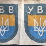 Original WWII German Army (Heer) UKRAINIAN "YBB" VOLUNTEER'S SLEEVE SHIELD. (Ukranian Landeschilde) Certified