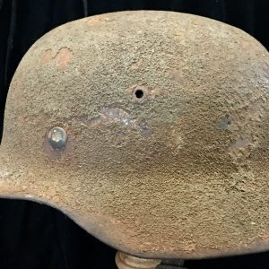 Amazing Original WWII German M-35 Wood Chip Camo Luftwaffe Double Decal Helmet Brought Home By A U.S. Veteran Certified By The Gettysburg Museum Of History