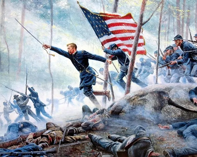 Chamberlain Civil War Little Round Top charge by 20th Maine