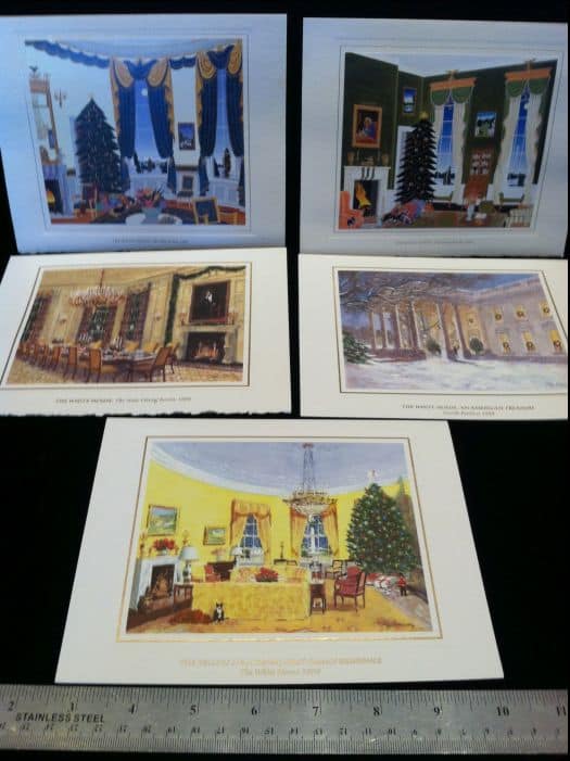 Set Of 5 Different President Bill Clinton Presidential White House Christmas Cards Printed Signatures