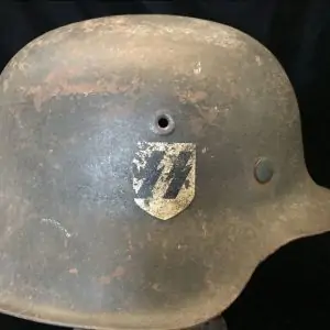 Original WWII Waffen SS Combat Helmet From The Battle Of The Bulge Brought Home By A U.S. Veteran Certified