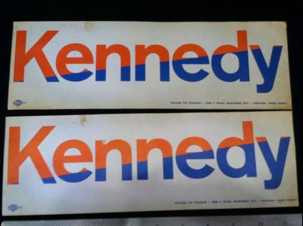 2 Original Kennedy Bumper Stickers From RFK's Assassination Ambassador Hotel 6/5/68