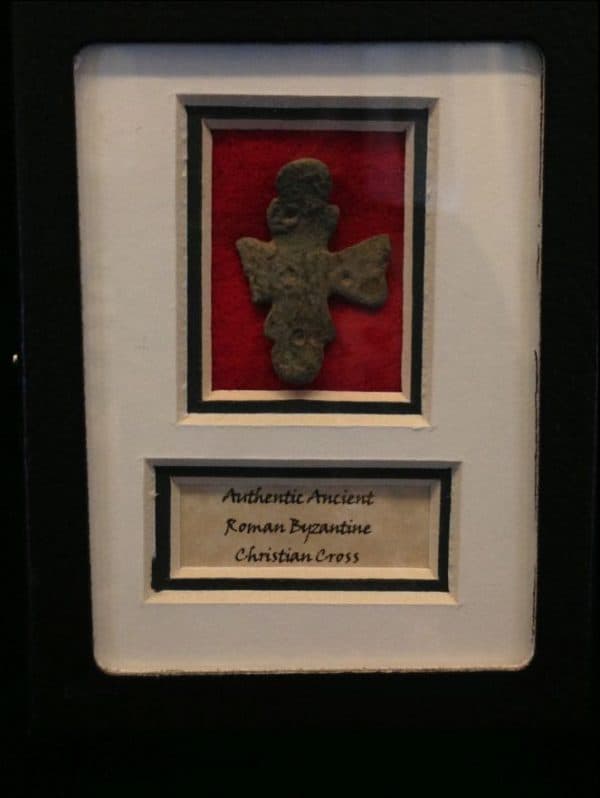 Authentic Ancient Roman (Byzantine) Christian Cross In Matted Collectors Box