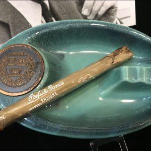President John F. Kennedy's Harvard Seal Ash Tray Used In The Oval Office With Evelyn Lincoln Letter Plus JFK's Cigar And Holder