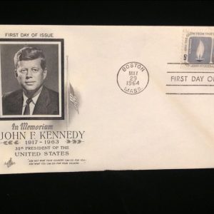 President John F. Kennedy Memorial â€œEngravedâ€ First Day Cover Stamped Boston 5/29/64