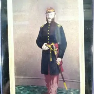 Exquisite Hand Tinted Civil War Signed Zouave CDV (Photograph) And Hand Drawn Art 165th New York