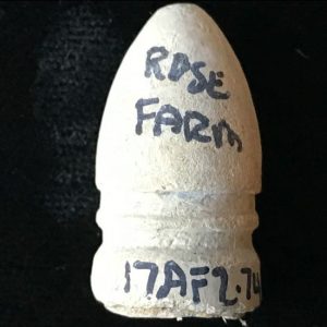 Original Confederate Two Ring Bullet Recovered On The Rose Farm Gettysburg Battlefield
