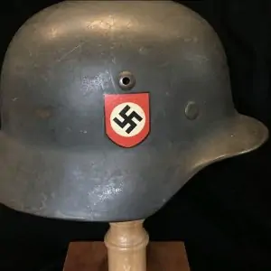 Outstanding Original WWII German M-35 Double Decal Field Police Helmet Brought Back By A U.S. Veteran Certified