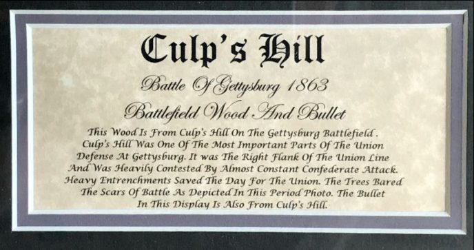 Historic Bullet Displays for Sale Featuring Culps Hill Gettysburg Artifacts