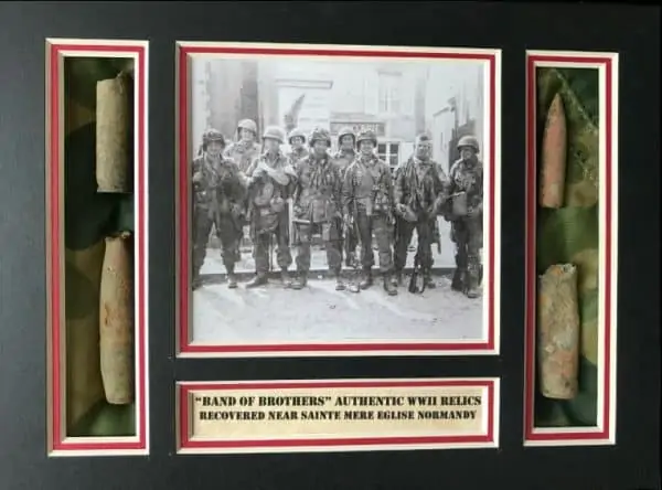 Authentic WWII Relics Recovered At The Airborne Area Sainte Mere Eglise Normandy D-Day In Collectorâ€™s Glass Case