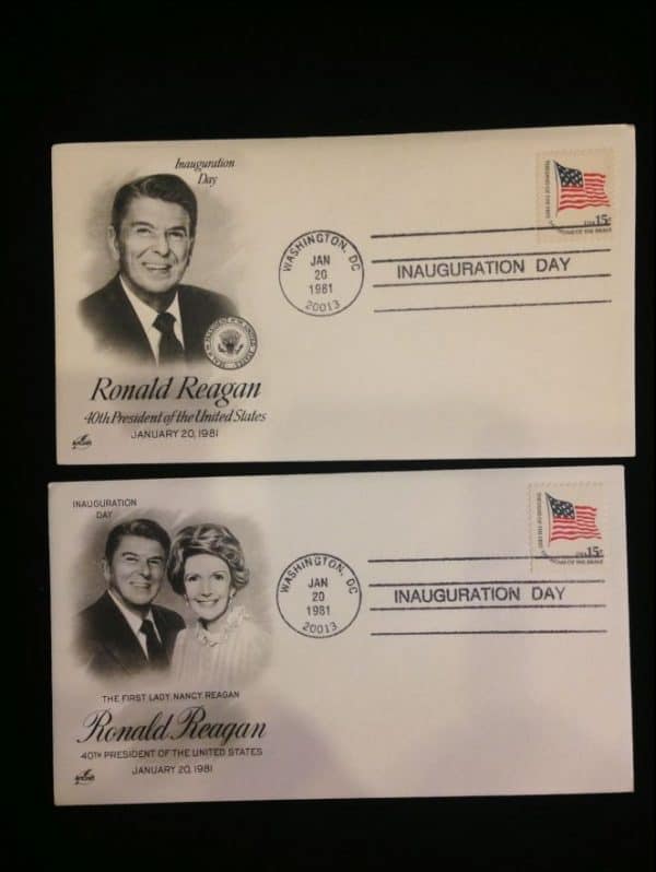 2 Different President Ronald Reagan Inaugural Date Stamped Event Covers 1/20/81
