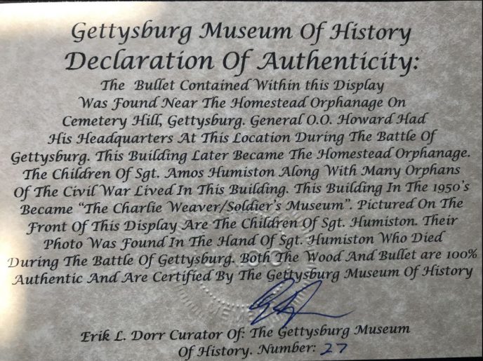 Gettysburg Orphanage Relic Set History