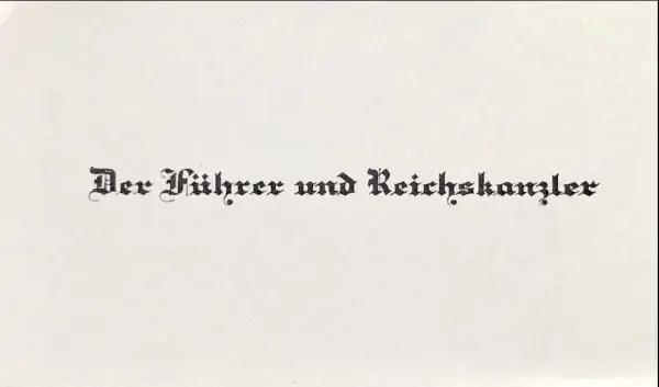 Original Very Rare Style Adolf Hitler Calling Card Taken By A U.S. Veteran Certified By The Gettysburg Museum Of History