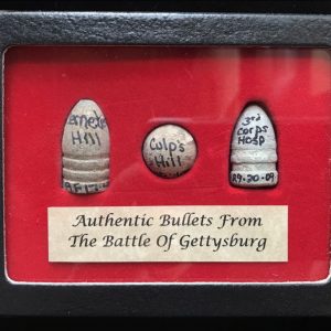 Original Gettysburg Battlefield Three Bullet Set In Collectors Glass Case Gettysburg Museum Certified