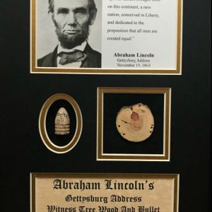 Lincolnâ€™s Gettysburg Address Historic Witness Wood And Authentic Bullet Display In Collectorâ€™s Glass Case