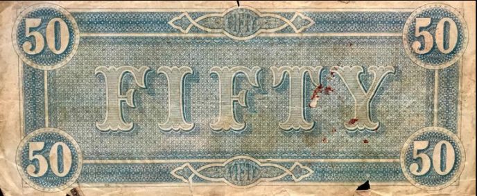civil war dealer listing 50 dollar bill certified
