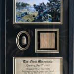The First Minnesota Battlefield Wood and Bullet Display Gettysburg In Collectors Glass Case