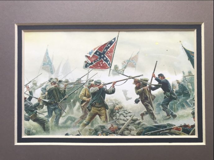 Confederate Charge Scene with Bullet Plaque and Pickett's Wood Display