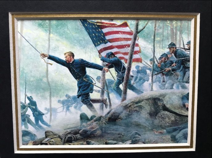 Little Round Top battlefield display with certified relics