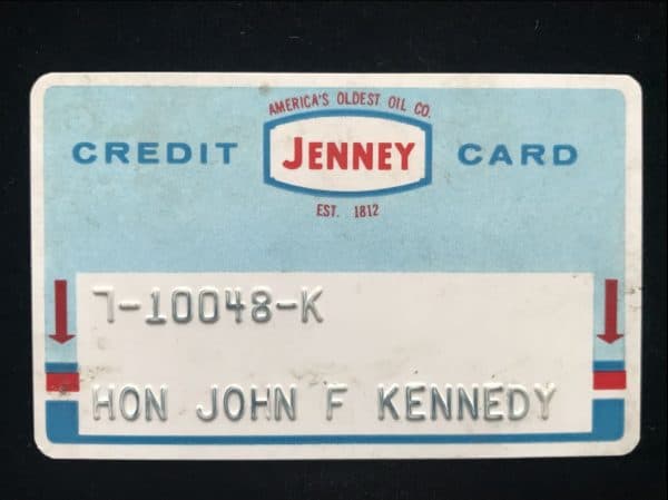 John F. Kennedy's Personally Owned/Used Jenny Gas Credit Card "Hon John F. Kennedy" JFK