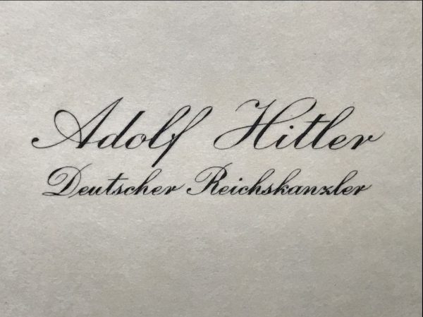 Original Rare Adolf Hitler Calling Card Taken By A U.S. Veteran Certified By The Gettysburg Museum Of History