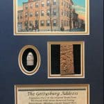 Gettysburg Address Lincoln Artifact from the David Wills House Plus A Gettysburg Bullet In Collectors Glass Case