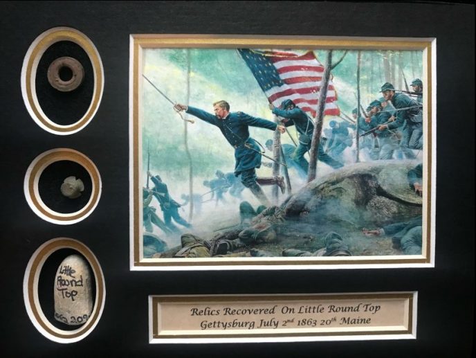 Battle of Little Round Top Gettysburg relics recovered near 20th Maine position