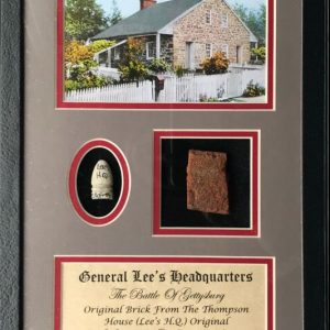 General Leeâ€™s Headquarters Authentic Brick Relic And Bullet Display Battle Of Gettysburg In Collectors Glass Case