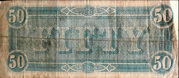 50 dollar confederate bill value historic currency