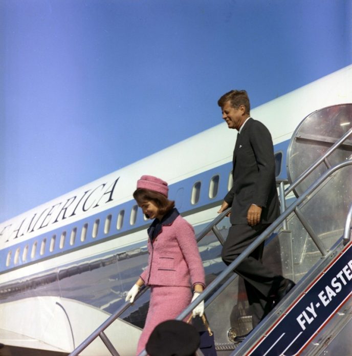 JFK Air Force One display photo – President Kennedy on Air Force 1 in Dallas 1963