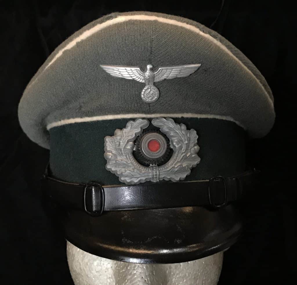 WWII Braunes Schaftmütze für Mannschaft Schaftkappe Schirmmütze Visor Hat 59cm 