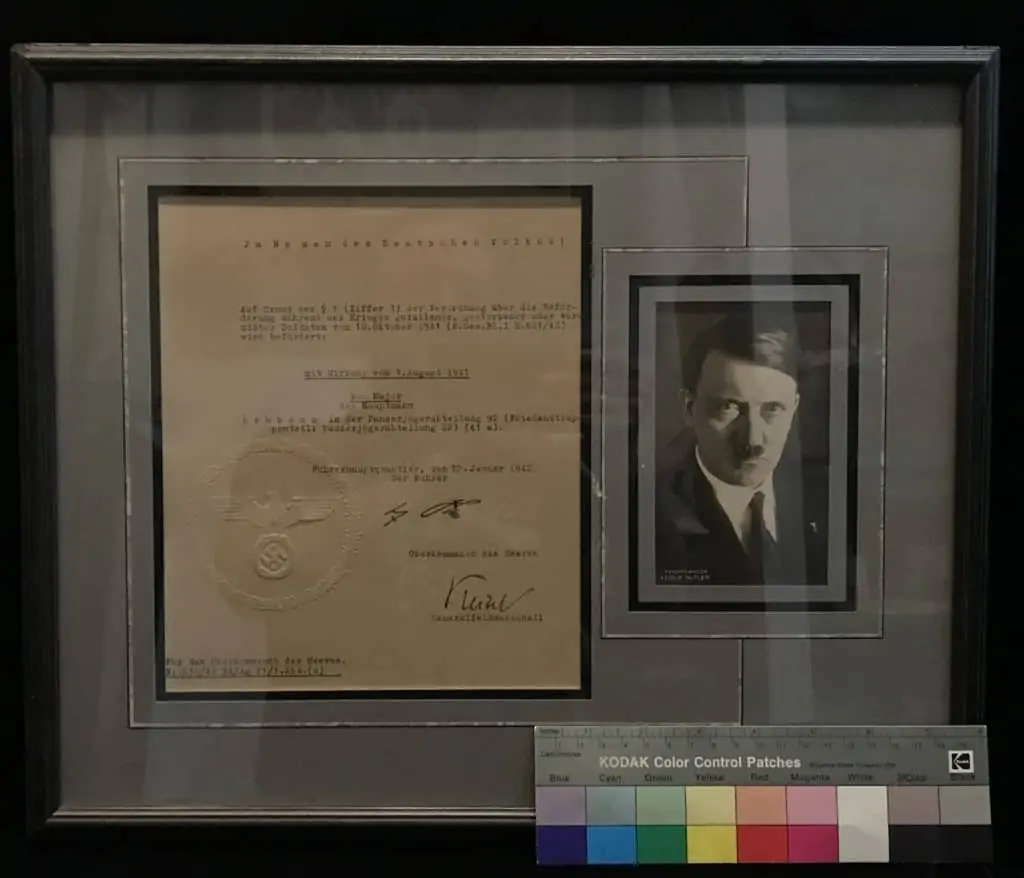 Detailed view of Adolf Hitler's signature on the document