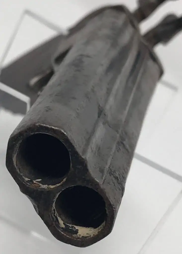 Antique pistol from Civil War double barrel pinfire design
