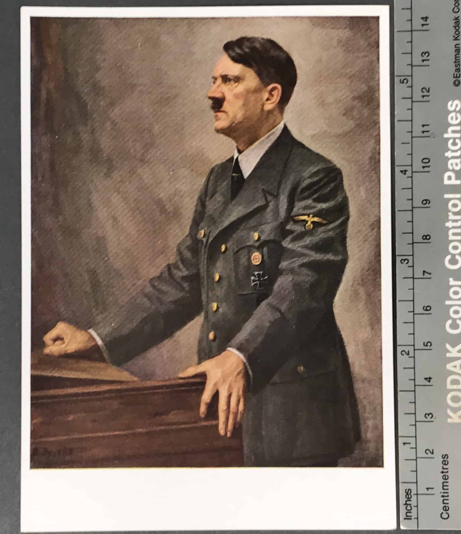 Rare Hitler 1930s Color Lithograph Postcard Certified History