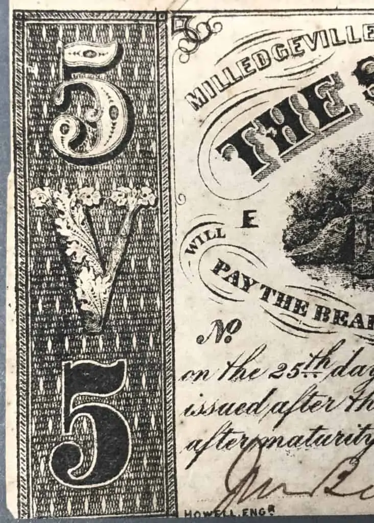 1864 State of Georgia 100 Dollar Bill Confederate Money