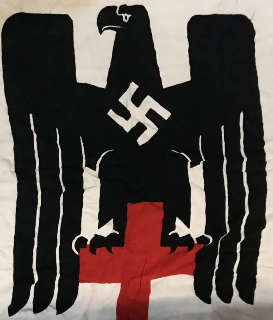 Close-up of the center of the German Red Cross flag