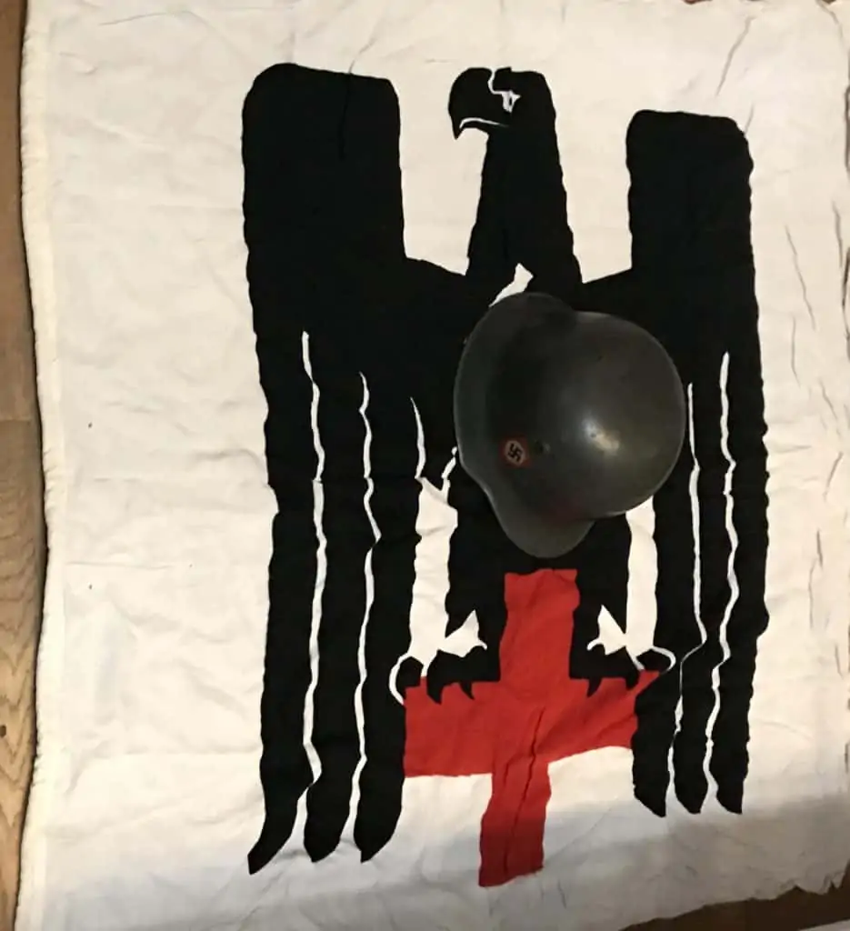 Detailed stitching of the German Red Cross flag