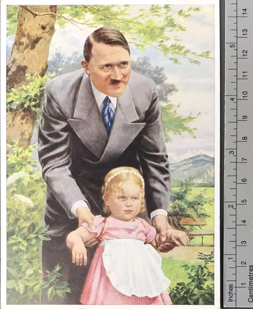 Original classic color photo postcard of Adolf Hitler, circa 1930s, front view