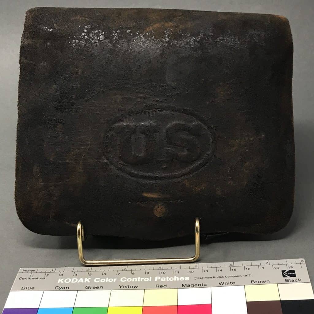 Original Civil War ammunition box – leather cartridge box with tins
