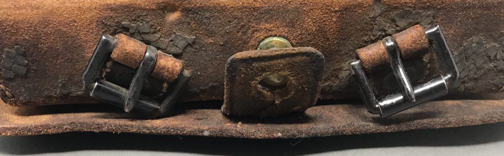Civil War strong box for ammo – leather cartridge box interior view