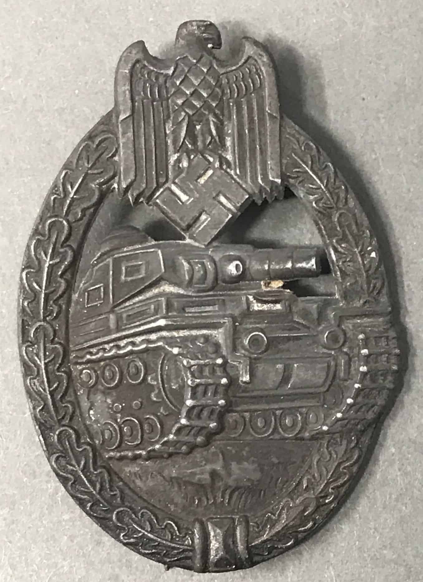 WWII Panzer Badge Authentic Silver Army Collectible