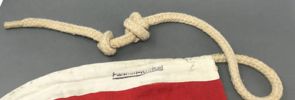 Full view of a WWII German NSDAP national war flag on display at the Gettysburg Museum