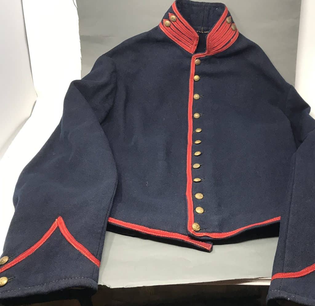Civil War artillery shell jacket detail view