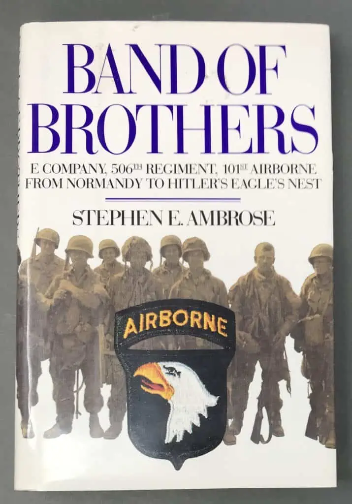 Close-up of Major Dick Winters' signature inside the 'Band of Brothers' first edition book, certified by the Gettysburg Museum