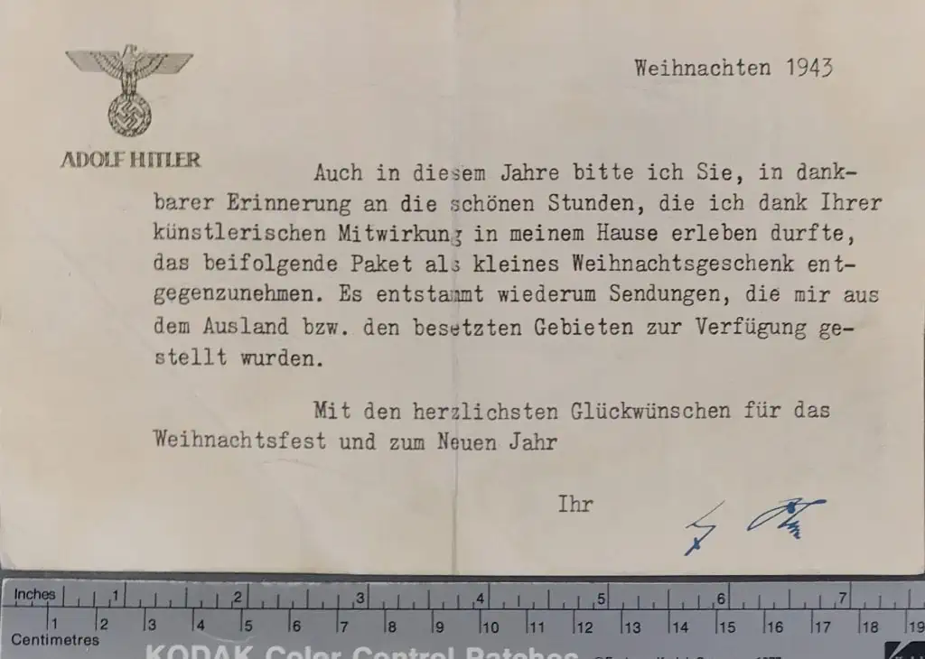 Original Hitler Christmas Card with Historical Context
