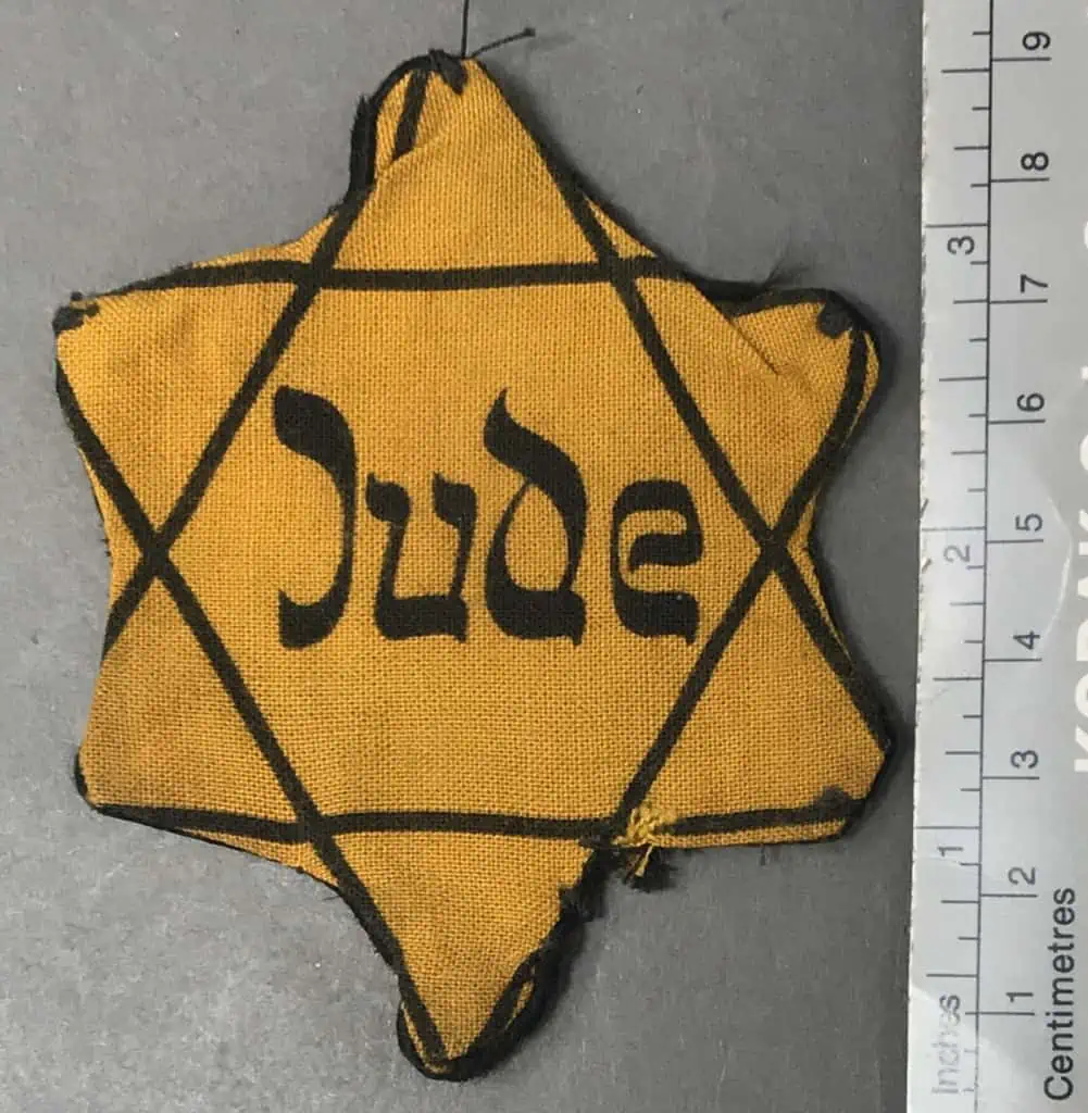 Rare worn Star of David Jewish badge with 'Jude' inscription, certified by the Gettysburg Museum of History