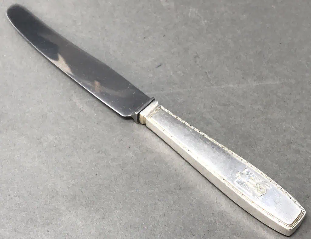 Adolf Hitler knife artifact, part of formal silverware set recovered after WWII.